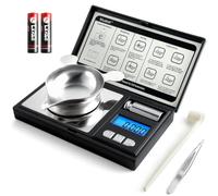 0.001g/50g High Precision Digital Mini Pocket Gram Scales with Cal Weight | Micro Scale, Milligram Scale with 6 Units, Tweezer, Tray, Scoop for Weighing Powders, Jewelry, Medicine, Gem, Reloading, Gold