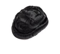 0.03 mm Ultra Thin Skin Base Men's Hairpiece Toupee for Men Human Hair Replacement Systems Hairline Fine(Jet Black,6x8)