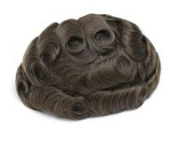 0.1-0.12mm Full Poly Skin Mens Hairpieces Toupee for Men Human Hair Replacement System Injected(5#Medium Light Brown,5x7)