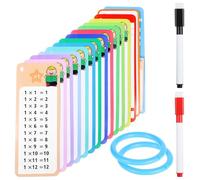 0-12 Multiplication Flashcards - 15 Pcs Math Flash Cards with 2 Dry Erase Markers and Rings, Learn Multiplication & Times Table Chart for Classroom Home Fun Math Games