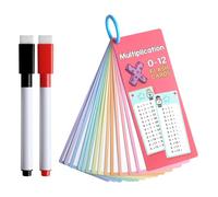 0-12 Multiplication Flashcards 15 Pcs Times Table Flash Cards with 2 Dry Erase Markers 1 Rings,Educational Math Flashcards for 1st to 3rd Grade Multiplication Game Classroom and Home Fun Math Games