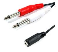 0.15m 3.5mm Stereo Socket to 2x 6.35mm ¼ Mono Plug Cable-Twin Patch Adapter Lead - Loops