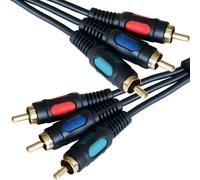 0.15m 3RCA Male to 3 Phono Plug Patch Cable Lead RGB Component DVD CCTV Short