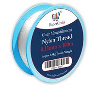 0.15mm Clear Nylon Thread Invisible String Non Stretch Clear Fishing Wire Transparent Plastic Sewing Thread For Hanging Decorations Craft Party Balloon Arch Beading & Jewellery Making - Approx Tensile Strength 0.9kg (0.15mm x 100m - 1 Spool)