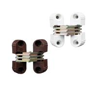 0-180 Degree Cross Hinge Plastic Folding Barrel Invisible 6Pcs(Brown)