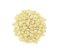 0.18oz Matubo MiniDuo 2-Hole Smaller SuperDuo Glass Beads 2.5 x 4 mm, Pearl Coat Cream