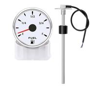 0-190 ohm Fuel Float Sensor + Fuel Level Gauge 7 Color Light Auto RV Boat Car 2" 52mm Tank Level Gauge 12V24V Firm Precise Reading(325mm SensorXGauge)