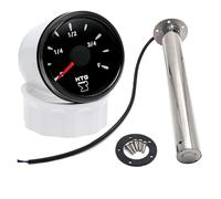 0-190 OHM Holding Tank Gauge+Sewage Level Sensor Waterproof 7 Color Light 52mm Waste Level Meter for Boat Car 12V 24V Firm Precise Reading(275mm SensorXGauge)