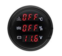 0-190ohm Water Temperature+Water Level+Voltage with Alarm Red LED Digital 52mm Gauge+Sensor Car Boat Firm Precise Reading(B 1-8NPT)
