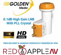 UNIVERSAL LNB TWIN 0.1 DB FULL HD GOLDEN MEDIUM + 4 CONNECTORS