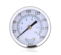 0-200 Psi Fuel Pressure Gauge, 2.05" Dial Size, 1/4" NPT Thread Mount, Metal Case, Double Scale Inline Low Pressure Gauge for Water Pumps, Oil Systems, Pneumatic Air