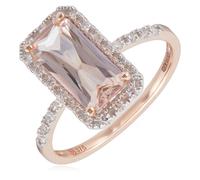 0.20ct Diamond and 1.70ct Radiant Cut Morganite Ring 9ct Gold 9CT ROSE GOLD SIZE L