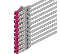 0.25 m - gray - 10 pieces - network cable CAT6a (10Gb/s) S-FTP CAT 6a Lanka cable - GHMT certified PIMF 500 MHz Cat5 Cat5e Cat6 Cat6a Cat7 for switch, router, modem, Internet