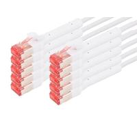 0.25 m Network Cable Pack of 10 Cat.6A Patch Cable Flexible Cable Grommet 90 Degree in All Directions - RJ45 Connector - 10 Gbps - Highly Flexible Ethernet Cable for LAN DSL Server Switch Router White