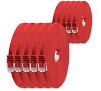 0.25 m - Red - Pack of 10 - Cat.6 Flat Network Cable Ultra Slim Micro Patch Cable 1000 Mbit/s Gigabit LAN (RJ45)