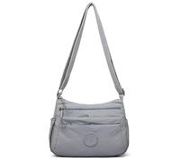 0.25kg Leather Crossbody Bag - Compact 27cm Grey Messenger with Secure Zip, Minimalist Essential for Urban Explorers