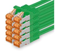 0.25m - Cat.7 network cable green - 10 pieces Gigabit Ethernet LAN cable 10000 Mbit s patch cable Cat7 cable S FTP PIMF shielding LSZH Cat.7 raw cable Rj45 plug Cat 6a - 10 x 0.25 meters