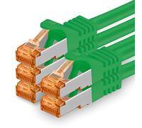 1aTTack.de 0.25m - Cat.7 network cable green - 5 pieces Gigabit Ethernet LAN cable 10000 Mbit s patch cable Cat7 cable S FTP PIMF shielding LSZH Cat.7 raw cable Rj45 plug Cat 6a - 5 x 0.25 meters