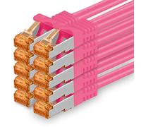 1aTTack.de 0.25m - Cat.7 network cable magenta - 10 pieces Gigabit Ethernet LAN cable 10000 Mbit s patch cable Cat7 cable S FTP PIMF shielding LSZH Cat.7 raw cable Rj45 plug Cat 6a - 10 x 0.25 meters
