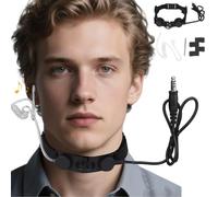 0.28in Plug Tactical Throat Mic Radio Headset with PTT Bone Conduction Microphone Walkie Talkie Earpiece Vibration Nylon Band Adjustable Headphone in-Ear Acoustic Tube Ear Piece