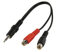 0.2m - 3.5mm Stereo Jack Plug to 2 RCA/Phono Female Cable - AUX Socket Adapter