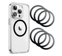 【0.2mm Ultra-Thin】 Aothey Magnetic Ring Sticker, Metal Magnetic Ring for Phone Cases & Wireless Charging, 6 Pack (Black)