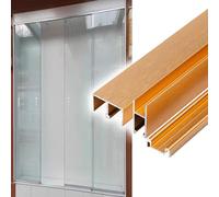 0.3 in Thick Glass Cabinet Door Rail, 3 Piece Interior Sliding Door Track Kit, Customizable Aluminum Alloy Rieles para Puertas Corredizas(Gold,1.3m/52)