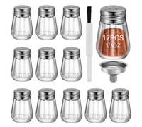 0.3 OZ Mini Salt and Pepper Shakers 12 Pcs - Small Mini Salt Shaker Clear Seasoning Shakers Tiny Glass Spice Containers, Portable Small Seasonging Jars for kitchen, Picnic (Silver)