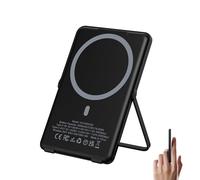 0.3" Ultra Slim Magnetic Power Bank, 5000mAh Wireless Portable Charger with Foldable Stand and USB C Cable, Fast Charging Magnetic Battery Pack Compatible with iPhone 16/15/14/13/12,Travel Essentials