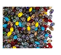 0.35oz (10gr) Czech Two Hole Seed Beads MiniDuo 2x4 mm Mix