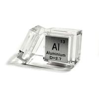 0.39" 10mm Aluminium Metal Cube Al up to 99.9% Pure Periodic Table Element Engraved Density Collection Science Education Display Block Cube + Acrylic Case Box - 1PC