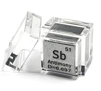 0.39" 10mm Antimony Metal Cube Sb up to 99.9% Pure Periodic Table Element Engraved Density Collection Science Education Display Block Cube + Acrylic Case Box - 1PC