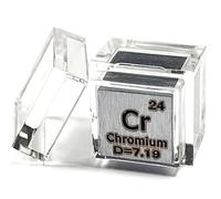 0.39" 10mm Chromium Metal Cube Cr up to 99.9% Pure Periodic Table Element Engraved Density Collection Science Education Display Block Cube + Acrylic Case Box - 1PC