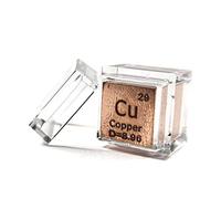 0.39" 10mm Copper Metal Cube Cu up to 99.9% Pure Periodic Table Element Engraved Density Collection Science Education Display Block Cube + Acrylic Case Box - 1PC