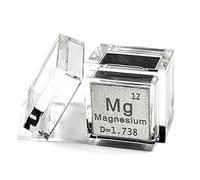 0.39" 10mm Magnesium Metal Cube Mg up to 99.9% Pure Periodic Table Element Engraved Density Collection Science Education Display Block Cube + Acrylic Case Box - 1PC