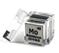 0.39" 10mm Molybdenum Metal Cube Mo up to 99.9% Pure Periodic Table Element Engraved Density Collection Science Education Display Block Cube + Acrylic Case Box - 1PC