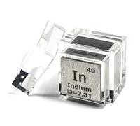 0.39" 10mm Soft Indium Metal Cube In up to 99.9% Pure Periodic Table Element Engraved Density Collection Science Education Display Block Cube + Acrylic Case Box - 1PC
