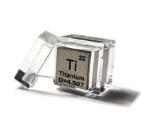 0.39" 10mm Titanium Metal Cube Ti up to 99.9% Pure Periodic Table Element Engraved Density Collection Science Education Display Block Cube + Acrylic Case Box - 1PC