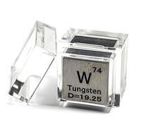 0.39" 10mm Tungsten Wolfram Metal Cube W up to 99.9% Pure Periodic Table Element Engraved Density Collection Science Education Display Block Cube + Acrylic Case Box - 1PC