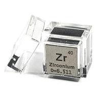0.39" 10mm Zirconium Metal Cube Zr up to 99.9% Pure Periodic Table Element Engraved Density Collection Science Education Display Block Cube + Acrylic Case Box - 1PC