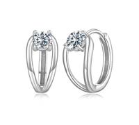 0.3ct Moissanite Hoop Earrings Double Layer Huggie Earring D Color Vvs1 Round Cut Hypoallergenic Lightweight Jewelry Gift