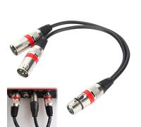 0.3M XLR Splitter Cable, Zinc Alloy Connectors & Oxygen-Free Copper Core, 3-Pin Balanced XLR Female to Dual Male Microphone Cable, for Mixers, Studio Recording, Live Sound, Professional Audio (Red)