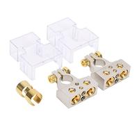 0/4/8/10 Gauge Positive Negative Battery Terminals Connector with Spacer Shims, Copper - Plated Heavy - Duty Terminal Clamp for Car Audio, Yacht, RV, and Truck 12V-48V