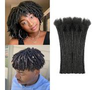 0.4 cm Width 6 Inch 30 Strands Human Hair Loc Extensions, Natural Black 100% Full Handmade Permanent Real Human Hair Dreadlock Extensions for Women/Men/Kids Can Be Dyed Bleached Curled Twisted