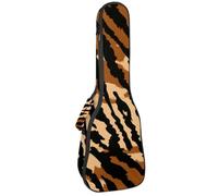 0.4’’ Thick Padded Ukulele Case, Abstract Zebra Tiger Leopard Skin Background Waterproof Concert Size Ukulele Cover with Storage
