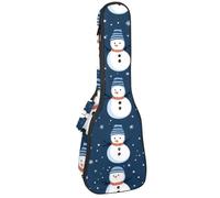 0.4’’ Thick Padded Ukulele Case, Christmas New Year Winter Snowman Snow Waterproof Concert Size Ukulele Cover with Storage