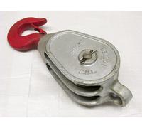 0.4 Ton 3" Red Head GMI Double Sheave Block With Swivel Hook Galvanised - 12MM Wire Rope Safety Lift