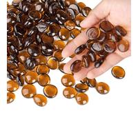 0.44KG Glass Marbles, Transparent and Smooth Flat Glass Beads for Vases, Mosaic Gem Pebbles for Aquarium Decor, Floral Arrangements, Mancala Stones, Vase Filler and Crafts, Brown