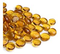 0.44KG Glass Marbles, Transparent and Smooth Flat Glass Beads for Vases, Mosaic Gem Pebbles for Aquarium Decor, Floral Arrangements, Mancala Stones, Vase Filler and Crafts, Chrysanthemum Yellow