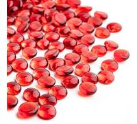 0.44KG Red Glass Marbles,Mini Flat Glass Beads~150 PCS for Vase Fillers,Floral Bottom Mancala Gems Pebbles Fish Tank Rocks for Table Aquarium,Home Decor Art Craft Supplies(0.5"~0.7")
